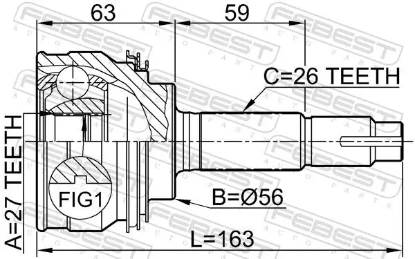 Handler.Part Joint, drive shaft FEBEST 0110018 2