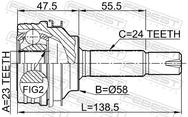 Handler.Part Joint, drive shaft FEBEST 0110035 2