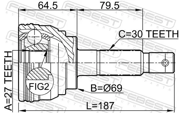 Handler.Part Joint, drive shaft FEBEST 0110038 2