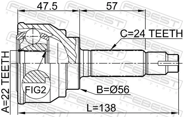 Handler.Part Joint, drive shaft FEBEST 0110042 2