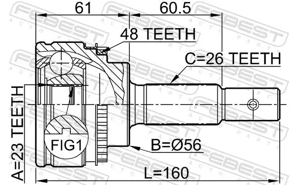 Handler.Part Joint, drive shaft FEBEST 0110051A48 2