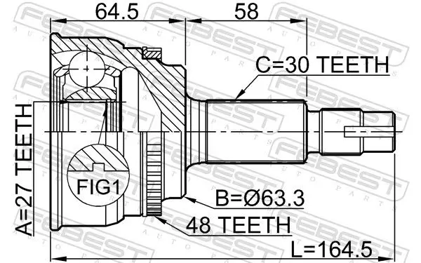 Handler.Part Joint, drive shaft FEBEST 0110060A48 2