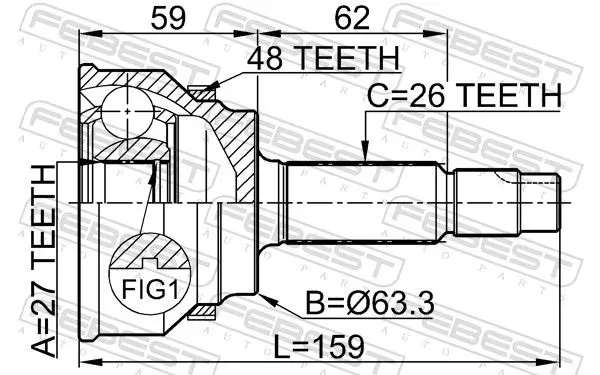 Handler.Part Joint, drive shaft FEBEST 0110061A48 2