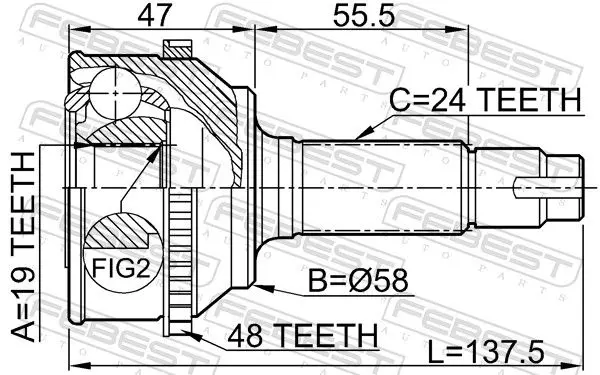 Handler.Part Joint, drive shaft FEBEST 0110073A48 2