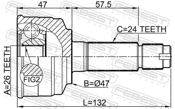 Handler.Part Joint, drive shaft FEBEST 0110075 2