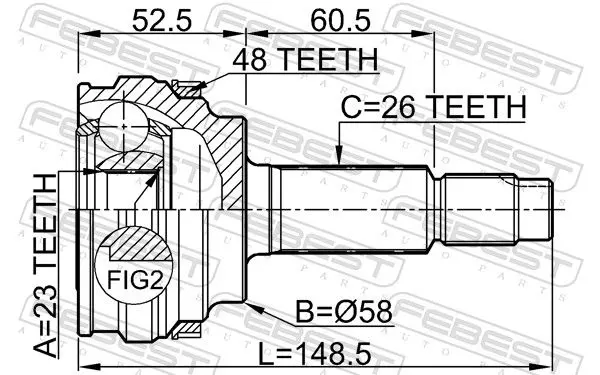 Handler.Part Joint, drive shaft FEBEST 0110077A48 2