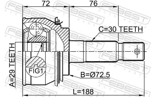 Handler.Part Joint, drive shaft FEBEST 0110080 2