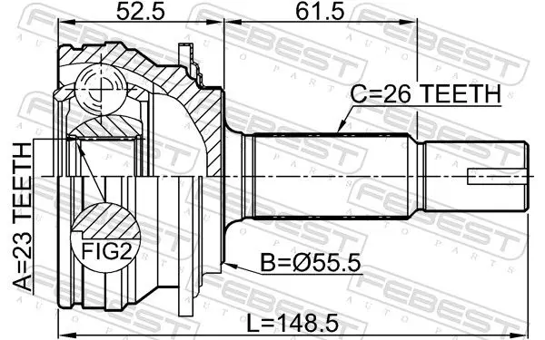 Handler.Part Joint, drive shaft FEBEST 01101NZFE 2