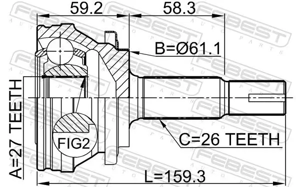 Handler.Part Joint, drive shaft FEBEST 0110ACA30 2