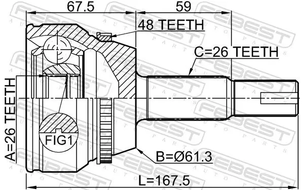 Handler.Part Joint, drive shaft FEBEST 0110ACV40L26A48 2