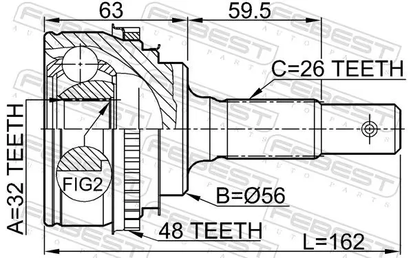 Handler.Part Joint, drive shaft FEBEST 0110AT190A48 2