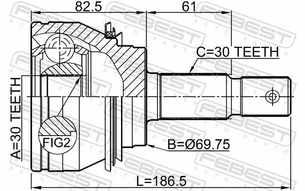 Handler.Part Joint, drive shaft FEBEST 0110GRJ150 2