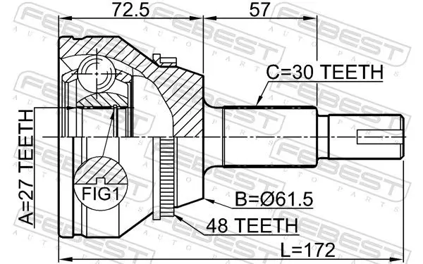 Handler.Part Joint, drive shaft FEBEST 0110GSL20A48 2