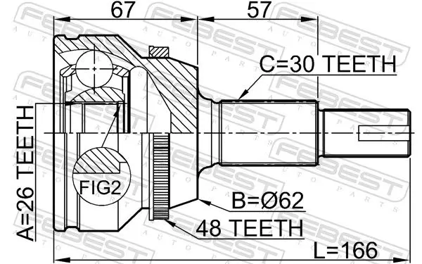 Handler.Part Joint, drive shaft FEBEST 0110GSV40A48 2