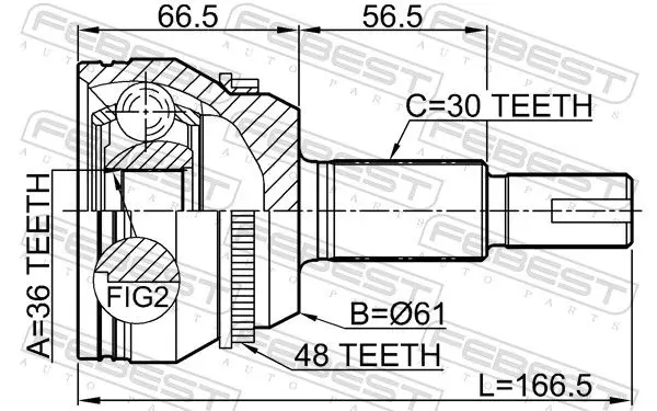 Handler.Part Joint, drive shaft FEBEST 0110GSX30A48 2