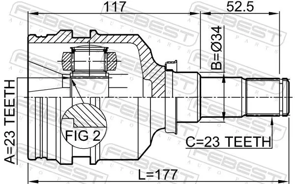 Handler.Part Joint, drive shaft FEBEST 0111001 2