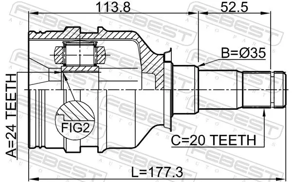 Handler.Part Joint, drive shaft FEBEST 0111220LH 2