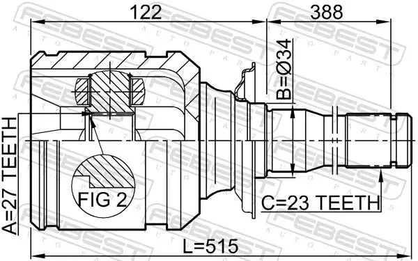 Handler.Part Joint, drive shaft FEBEST 0111ACA20RH 2