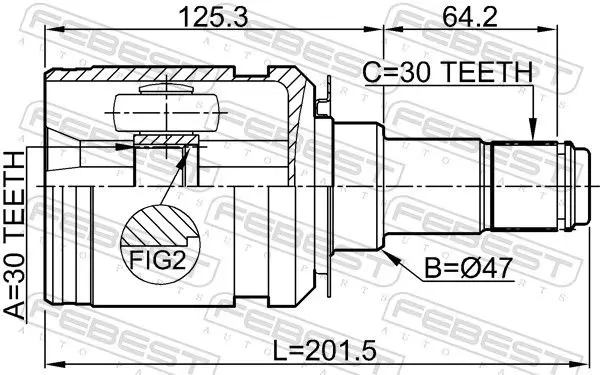 Handler.Part Joint, drive shaft FEBEST 0111GRJ150 2