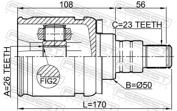 Handler.Part Joint, drive shaft FEBEST 0111GSU35LH 2