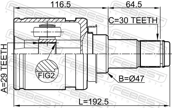 Handler.Part Joint, drive shaft FEBEST 0111KUN26 2