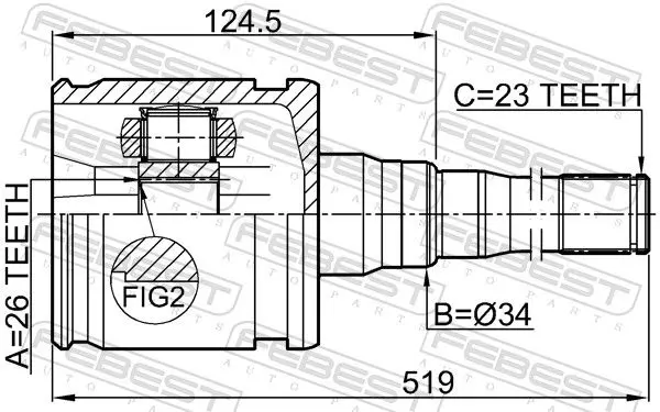 Handler.Part Joint, drive shaft FEBEST 0111MCX20RH 2