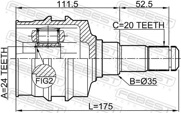 Handler.Part Joint, drive shaft FEBEST 0111SXV20LH 2