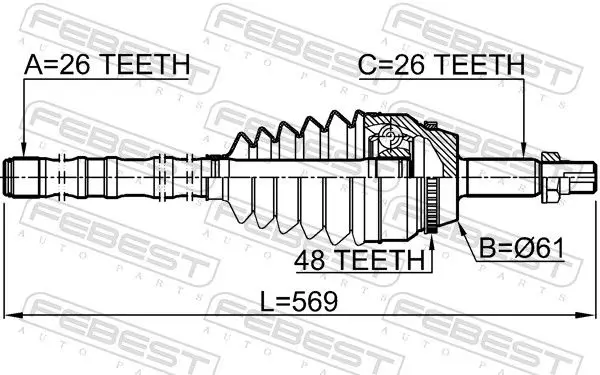 Handler.Part Joint, drive shaft FEBEST 0114ACV40L26A48 2