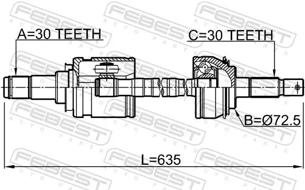 Handler.Part Drive shaft FEBEST 0114KUN26 2