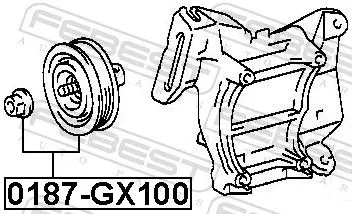 Handler.Part Tensioner pulley, v-ribbed belt FEBEST 0187GX100 2