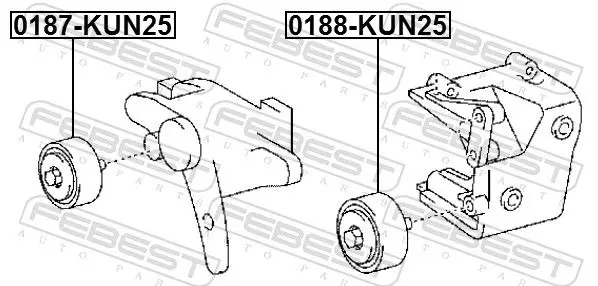 Handler.Part Tensioner pulley, v-ribbed belt FEBEST 0187KUN25 2