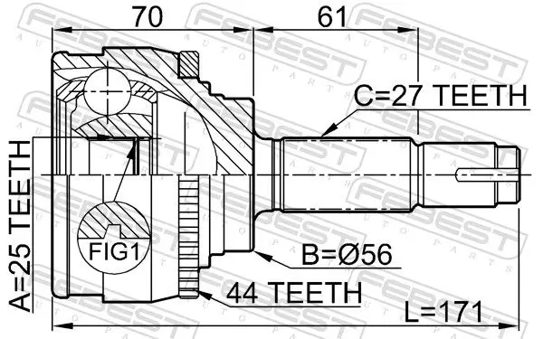 Handler.Part Joint, drive shaft FEBEST 0210016A44 2