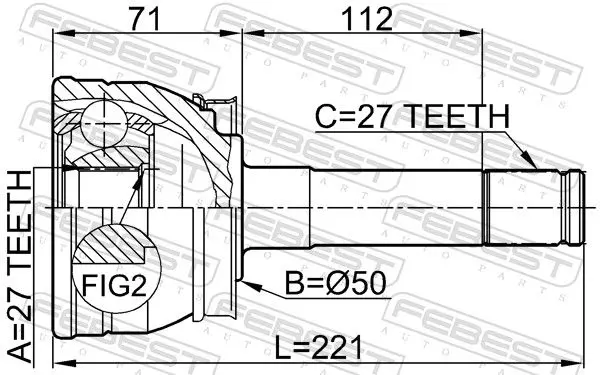 Handler.Part Joint, drive shaft FEBEST 0210024 2