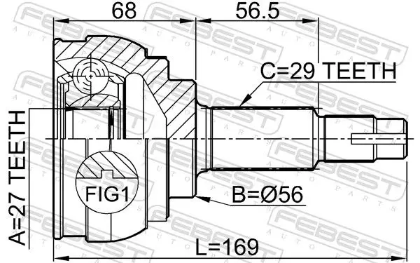 Handler.Part Joint, drive shaft FEBEST 0210027 2