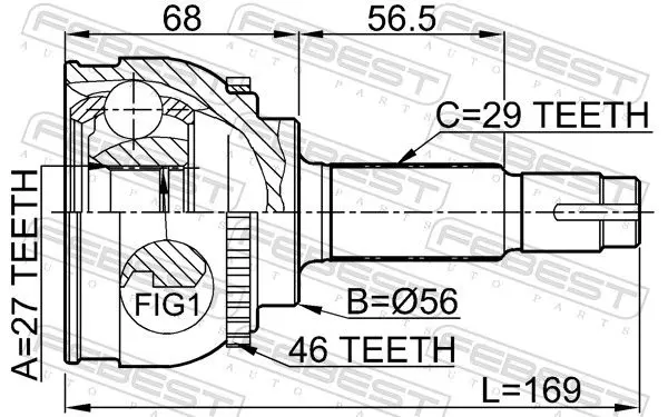 Handler.Part Joint, drive shaft FEBEST 0210040A46 2