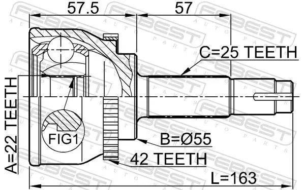 Handler.Part Joint, drive shaft FEBEST 0210060A42 2