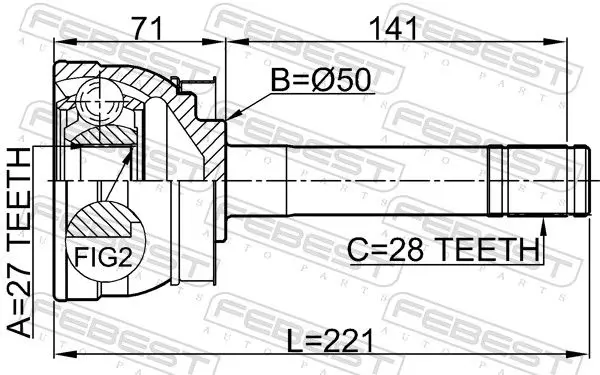 Handler.Part Joint, drive shaft FEBEST 0210064 2