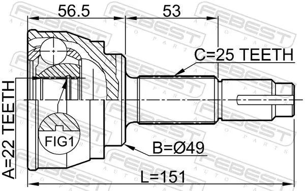 Handler.Part Joint, drive shaft FEBEST 0210068 2