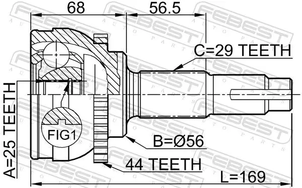 Handler.Part Joint, drive shaft FEBEST 0210069A44 2