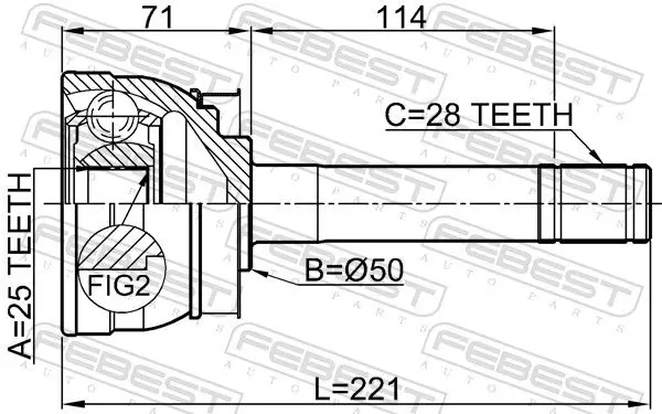 Handler.Part Joint, drive shaft FEBEST 0210071 2