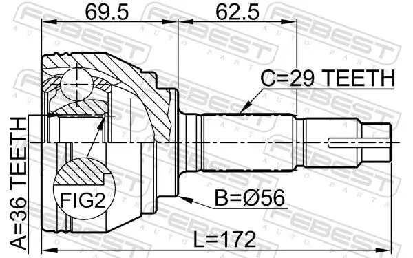 Handler.Part Joint, drive shaft FEBEST 0210075 2