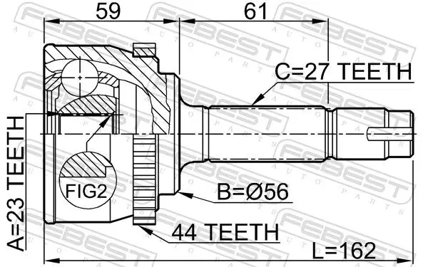 Handler.Part Joint, drive shaft FEBEST 0210076A44 2