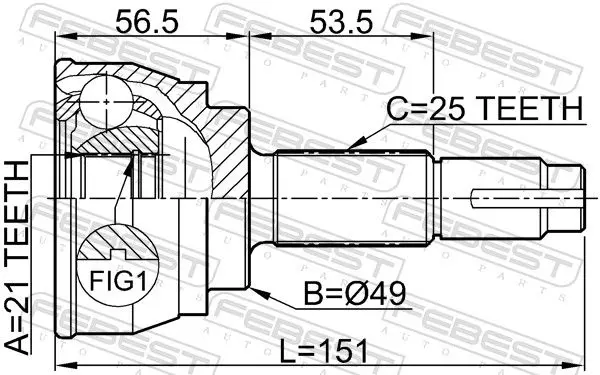 Handler.Part Joint, drive shaft FEBEST 0210080 2