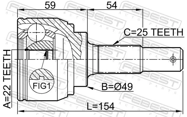 Handler.Part Joint, drive shaft FEBEST 0210C11X 2