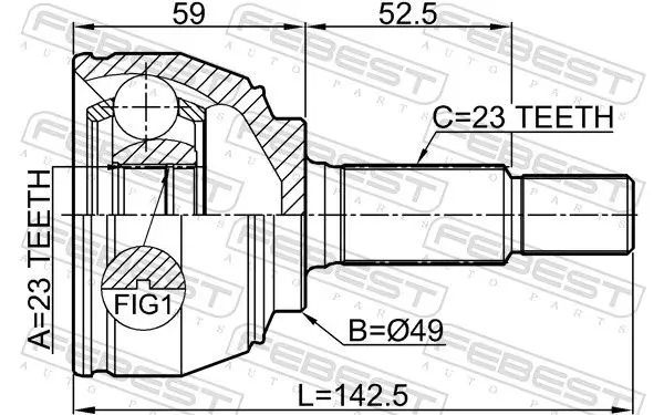 Handler.Part Joint, drive shaft FEBEST 0210E11E 2