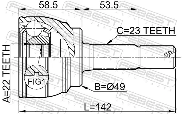 Handler.Part Joint, drive shaft FEBEST 0210E11 2