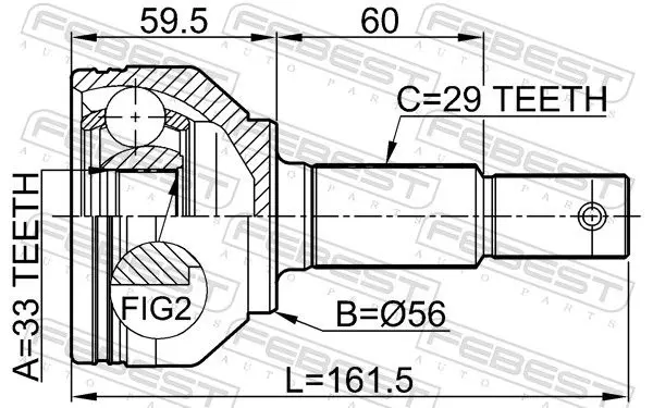 Handler.Part Joint, drive shaft FEBEST 0210J1016 2