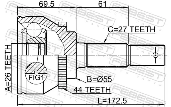 Handler.Part Joint, drive shaft FEBEST 0210N16A44 2