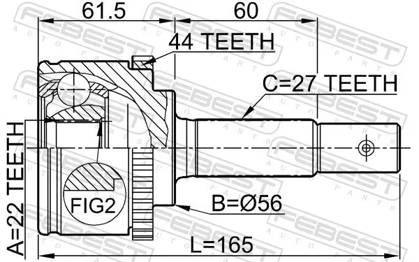 Handler.Part Joint, drive shaft FEBEST 0210P11A44 2