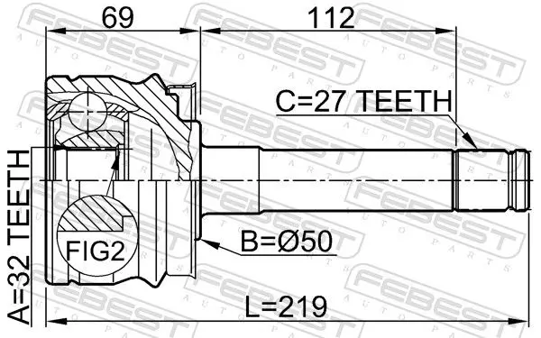 Handler.Part Joint, drive shaft FEBEST 0210R20 2